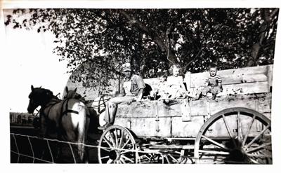 Looking Back: Horne family on wagon