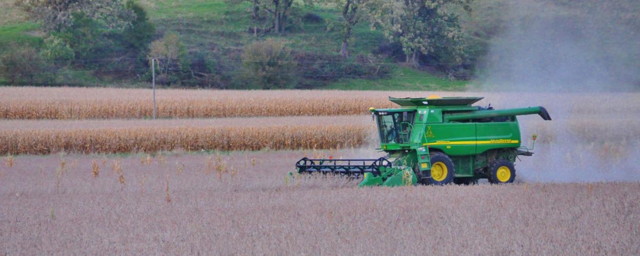 Combine moves through field