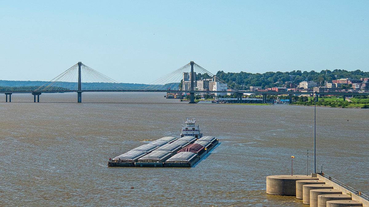 Barge at locks Alton Illinois USDA photo