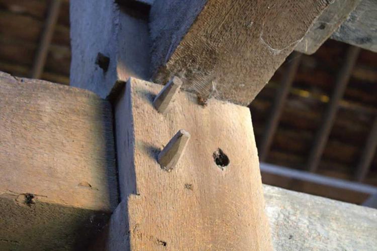 Pegs are used to hold fitted timbers in place