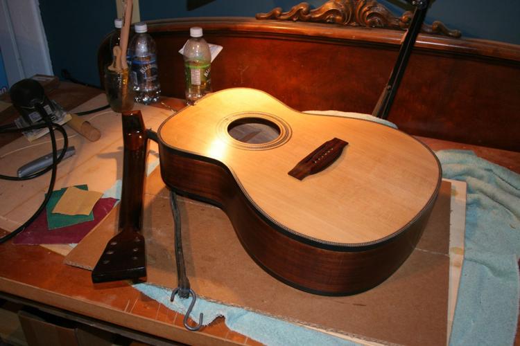 Guitar being built