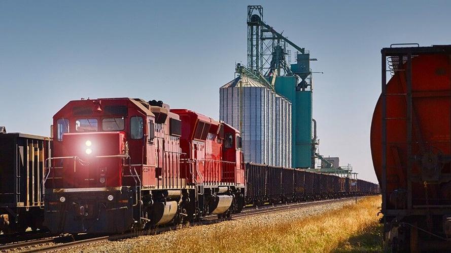 Train and grain bin