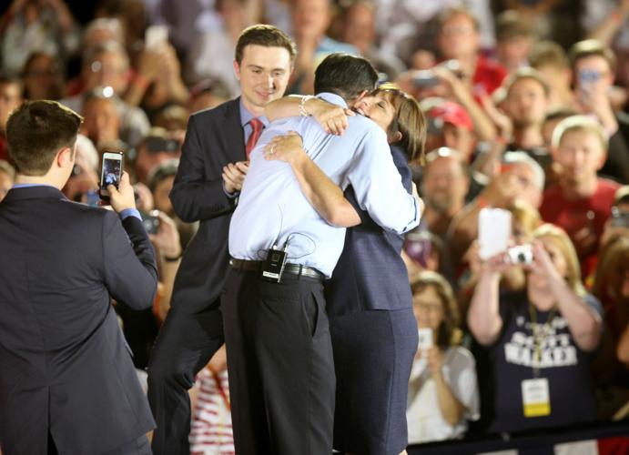Gov. Scott Walker hugs his wife Tonette during his announcement speech
