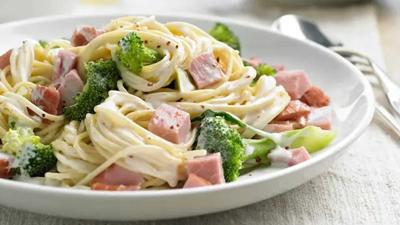 Ham and Spaghetti Alfredo