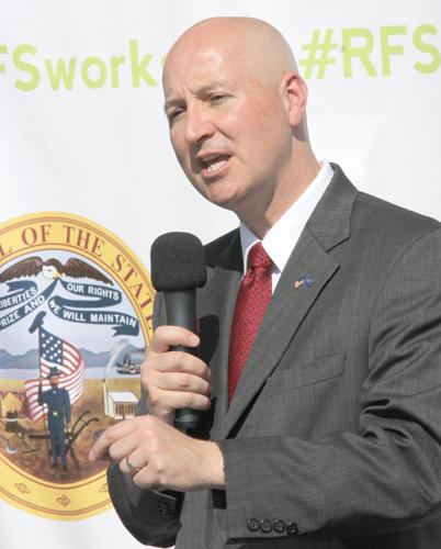 Governor Pete Ricketts urged those attending Friday's rally to contact the EPA. Mark Jackson/Burt County Plaindealer