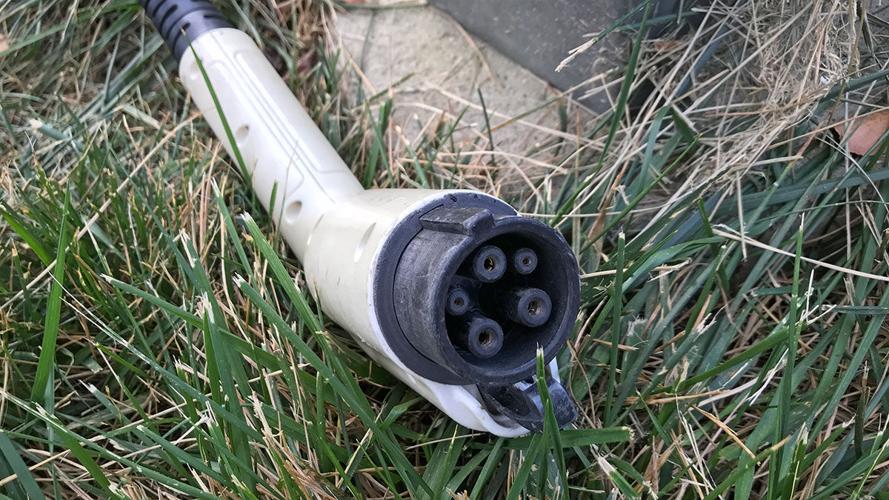 Charging station plug close up