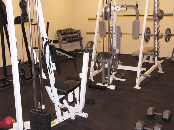 Gym equipment in workers' dormitory