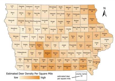 deer population density in Iowa 2024