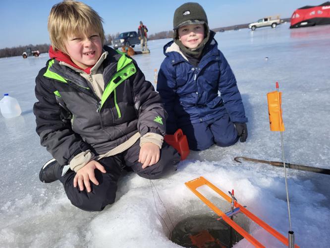 Kids ice-fishing