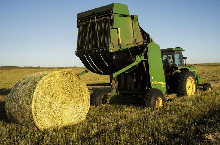 Kernza hay bale and baler