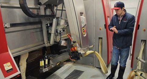 Mack Drees with milking robot
