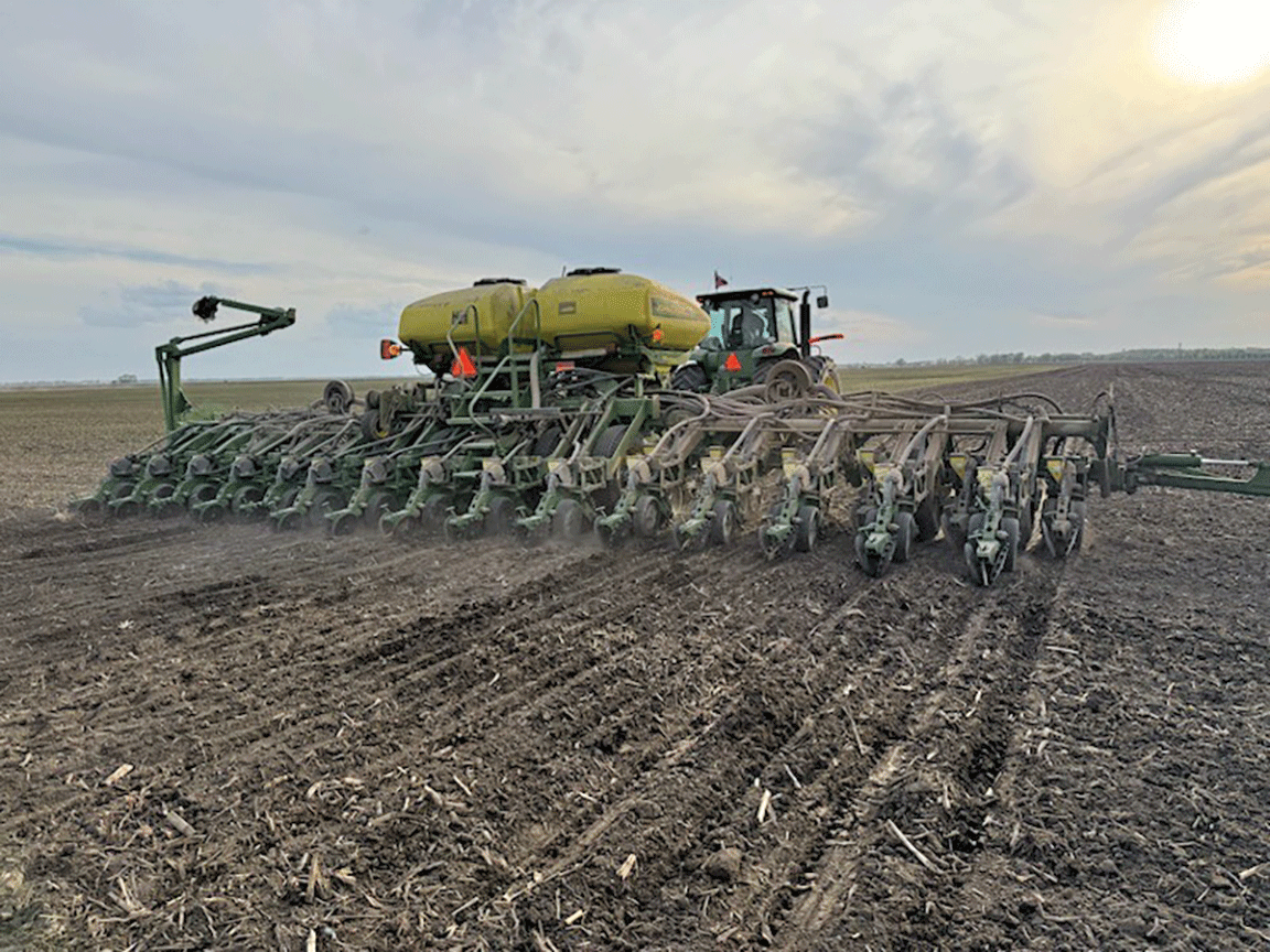 planter in a field in Macon County, Ill.