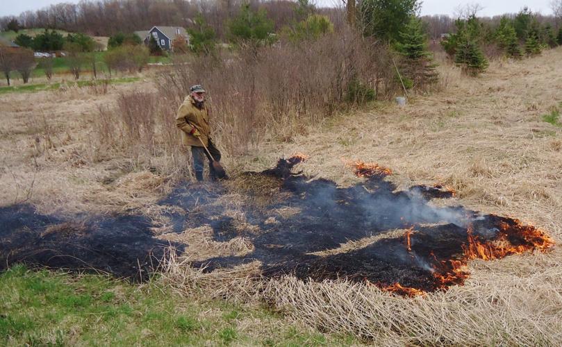 Hay field burns
