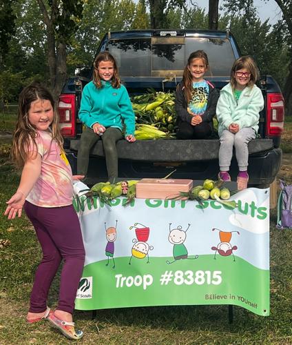 Girl Scouts selling corn