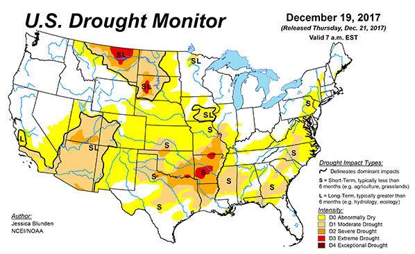 U.S. Drought Monitor Map 12/19/17