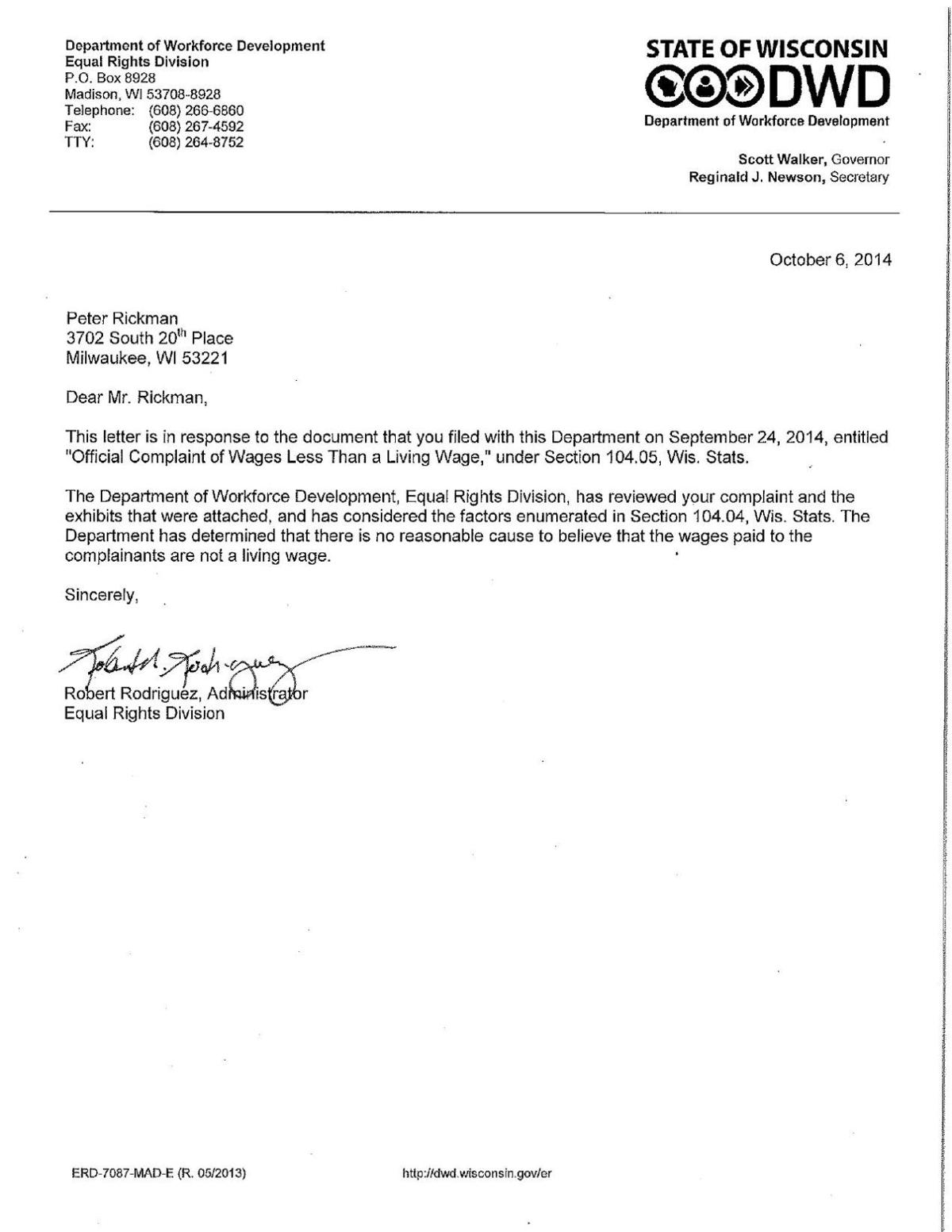 State rejection of wage complaints