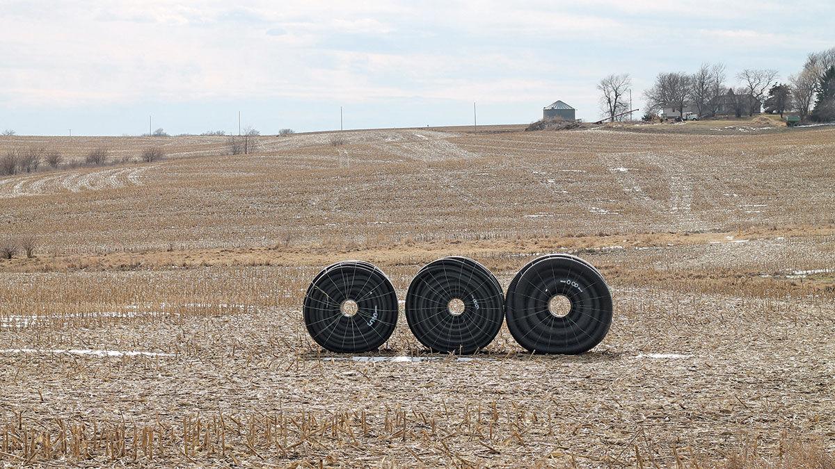Roll of tile in field