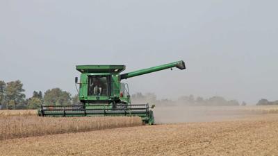 Vince Jackson harvests soybeans
