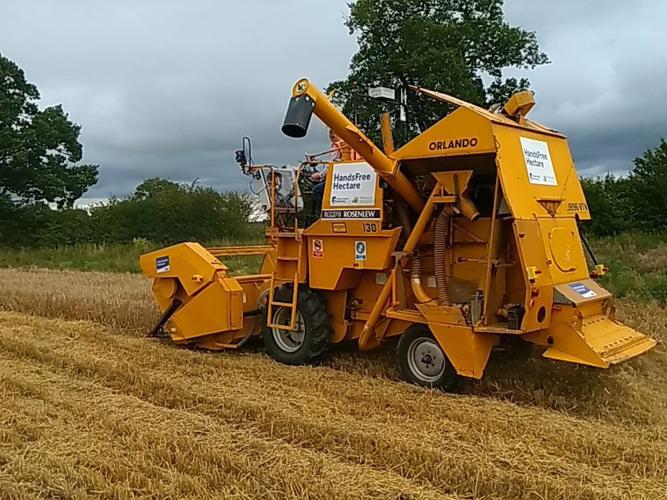 Combine used by the 'Hands-Free Hectare' team