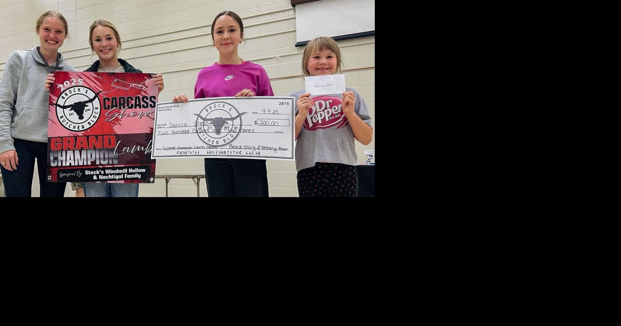 Danica Stello wins the regional carcass show with her lamb.