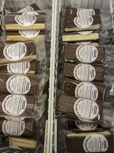Ice cream sandwiches in freezer