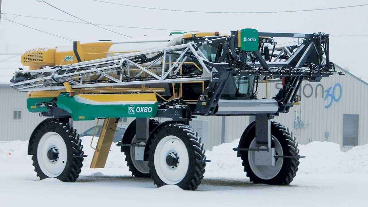 Sprayer on lot winter scene