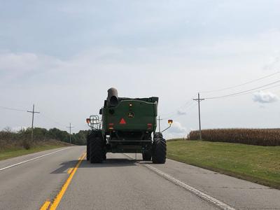 combine on highway