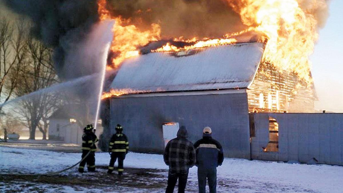 Farm building fire