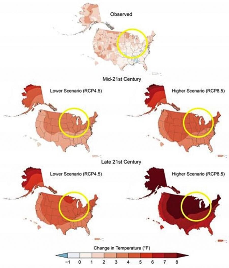 Figure 3. Observed and projected change in annual average temperature