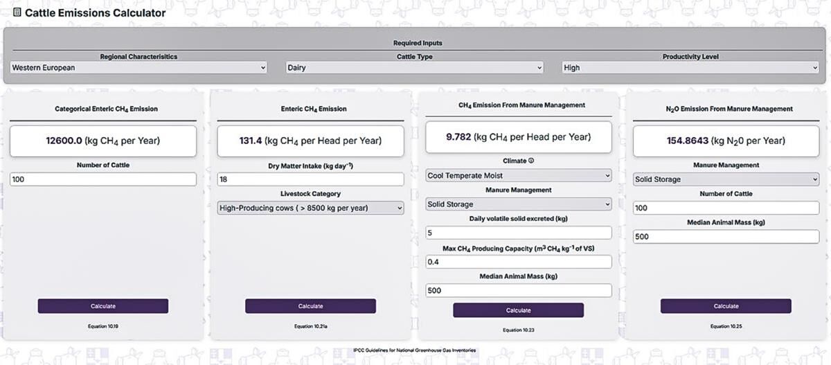 Cattle Emissions Calculator