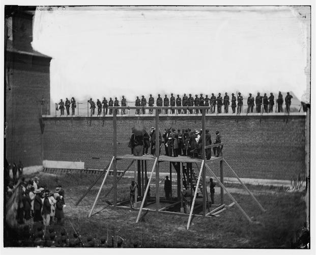 The hanging of Mary Surratt in the assassination of President Abraham Lincoln