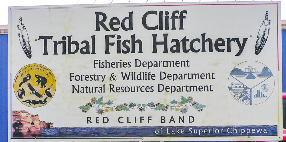 Red Cliff Tribal Fish Hatchery sign