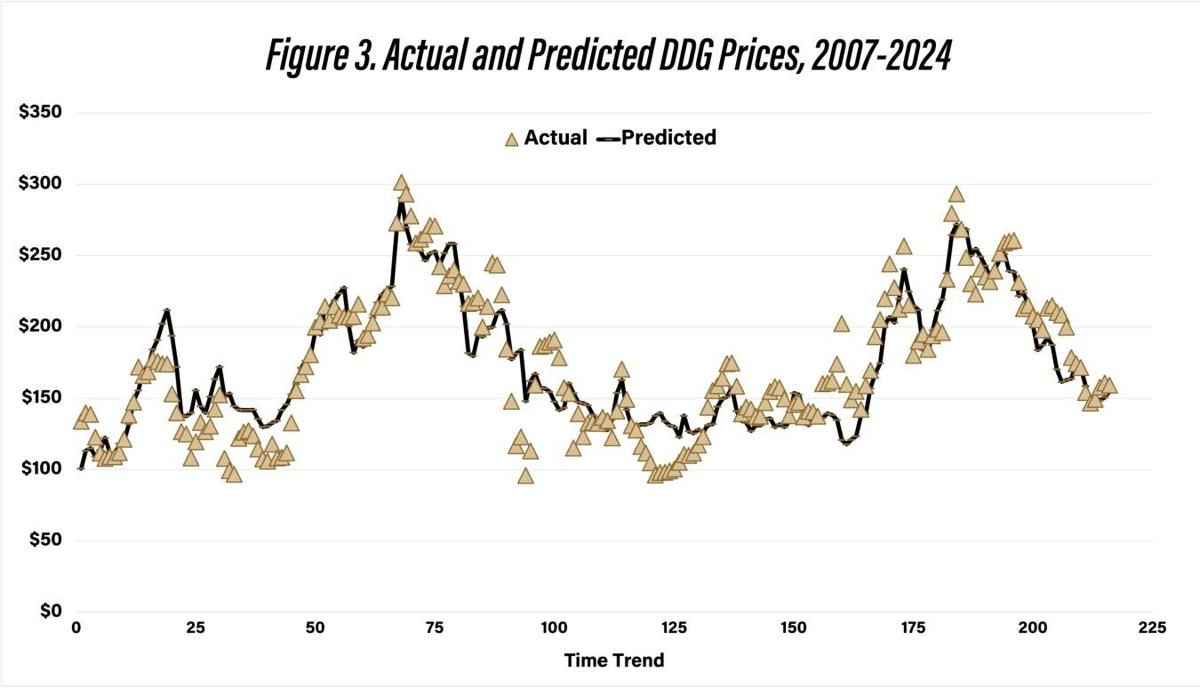 Figure 3. Actual and Predicted DDG Prices, 2007-2024