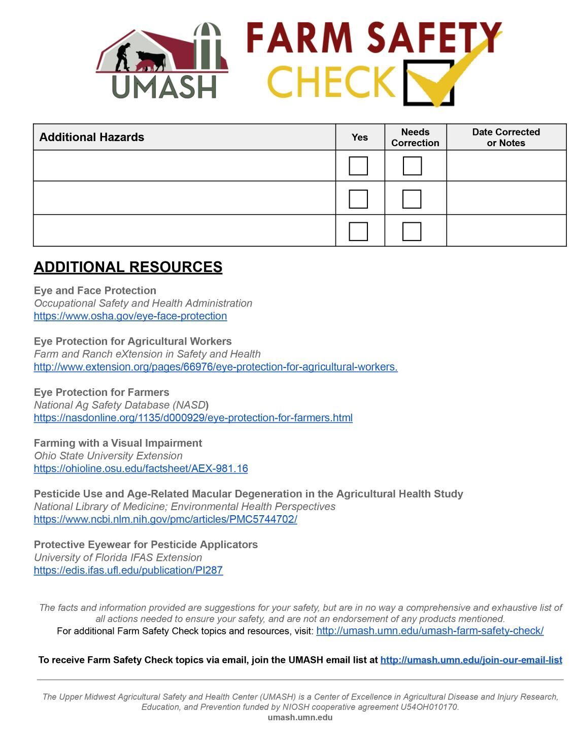 Farm Safety checklist eyes page 2
