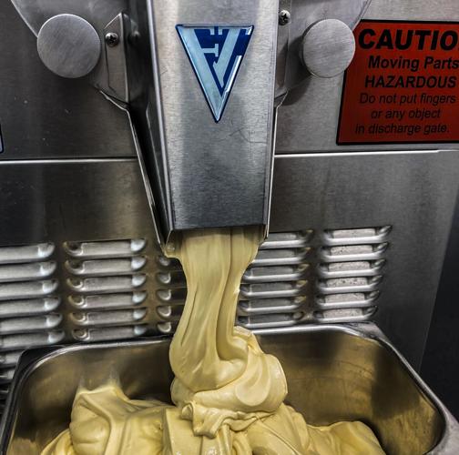 Machine dispenses butterscotch ice cream
