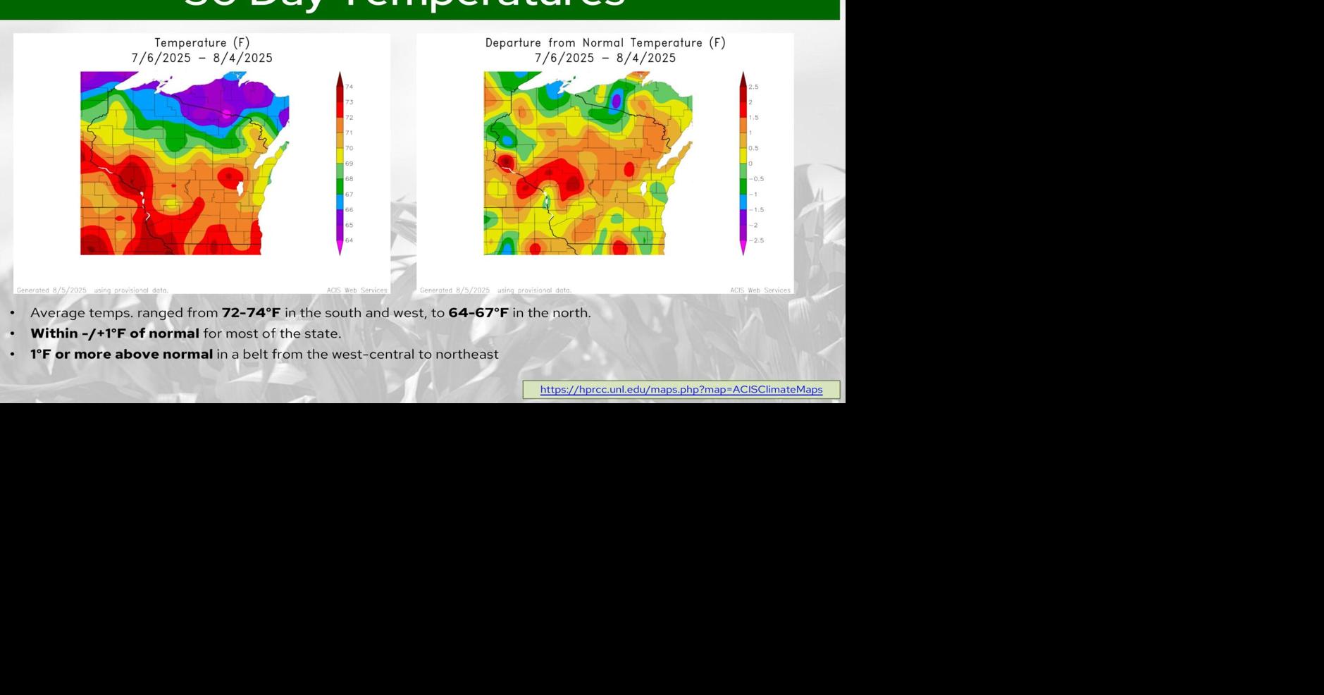 30 day temperatures