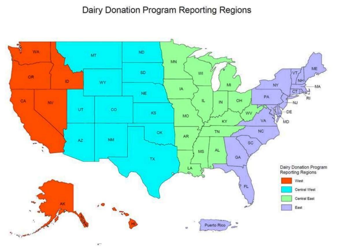 Dairy Donation Program map
