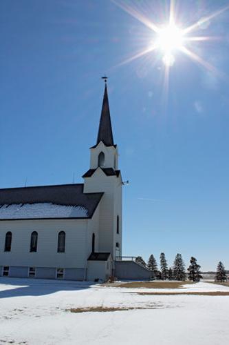 Church with sun