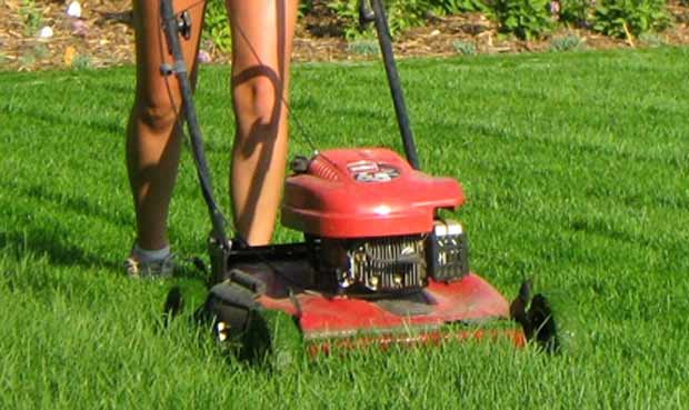 Mowing grass
