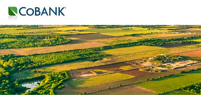 CoBank logo with farmland