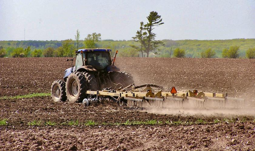 Tractor in field