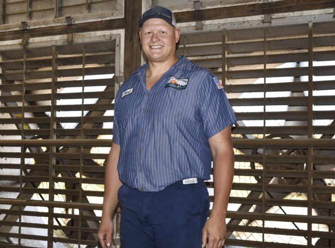 Jared Feltz by barn fans