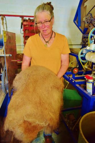 Kristi Langhus with fleece