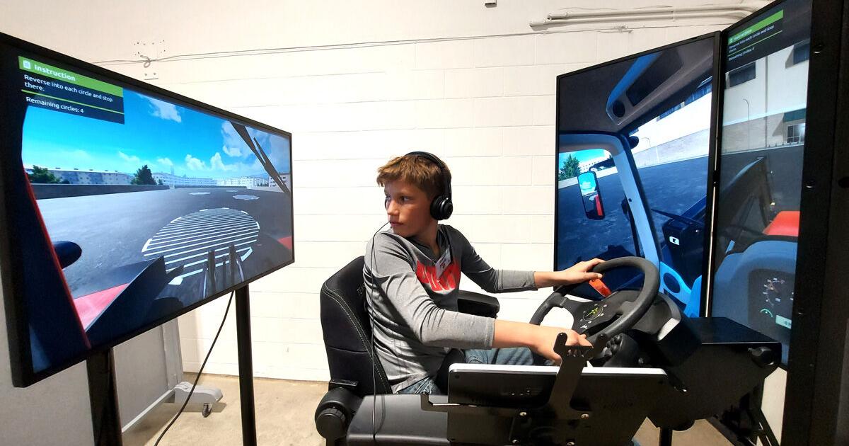 Backing up in tractor simulator
