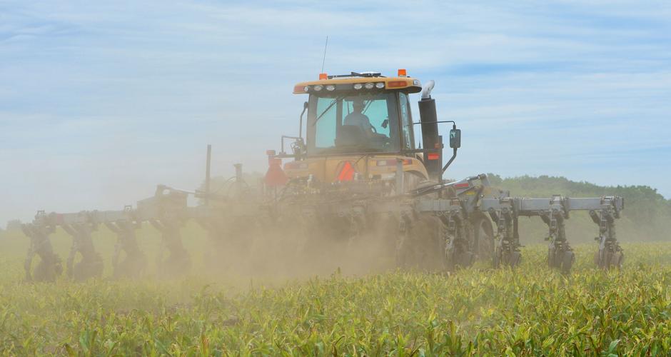 Dust flies in field