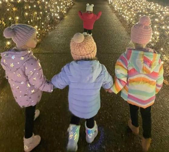 Children enjoy the lights at Allerton Park