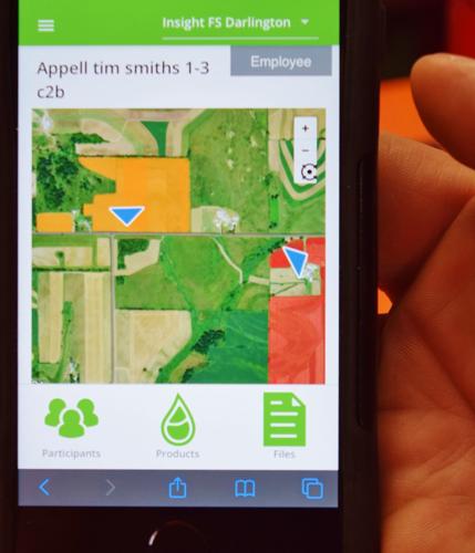 Fertilizer application map on mobile app