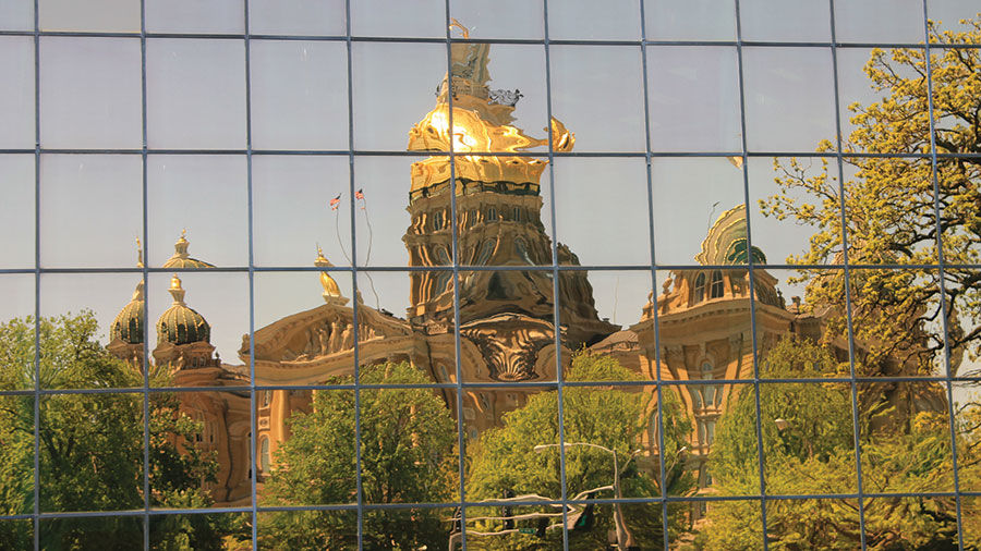 Iowa Department of Agriculture building reflects the capitol