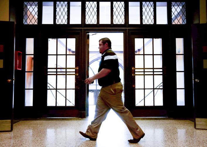 Michael Hernandez walking East hallways