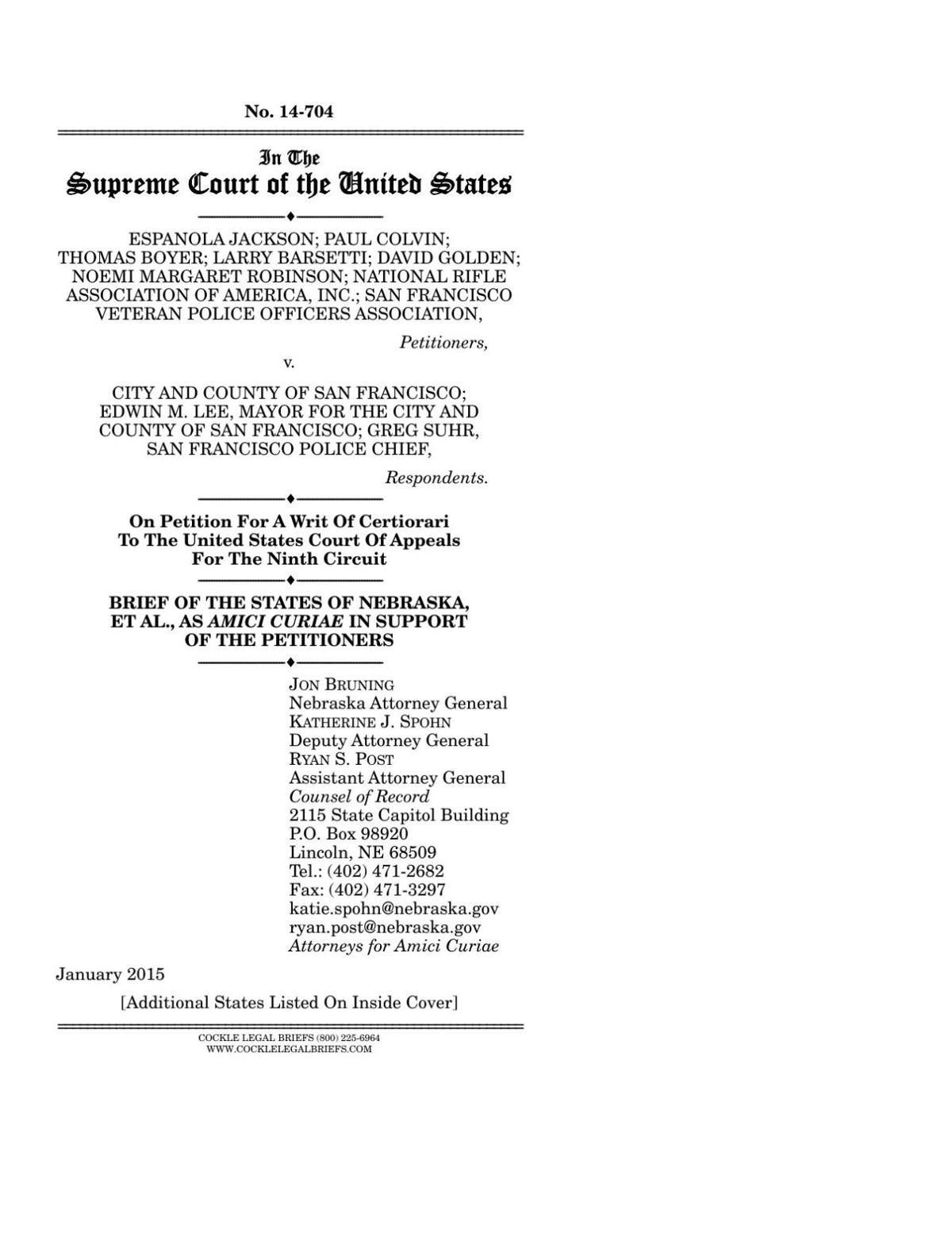 Read the 'friend of the court' brief on San Francisco gun-lock ordinance